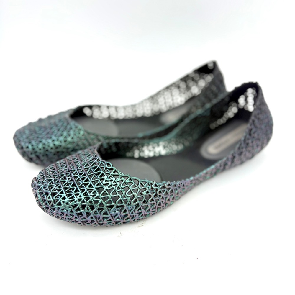 Melissa x Campana Papel VII Iridescent Oil Slick Jelly Ballet Flats Womens 7